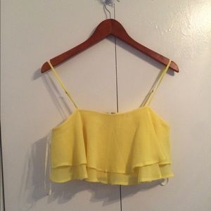 Yellow Flowy Crop Top with Zipper