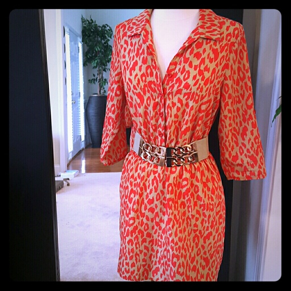 Coral and Tan Multi color top