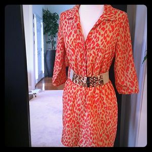 Coral and Tan Multi color top