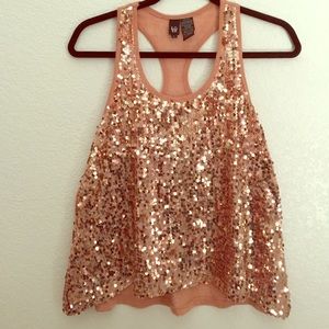 Women's sequin rose gold large tanktop