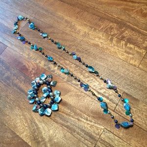 Seashell long necklace & matching bracelet
