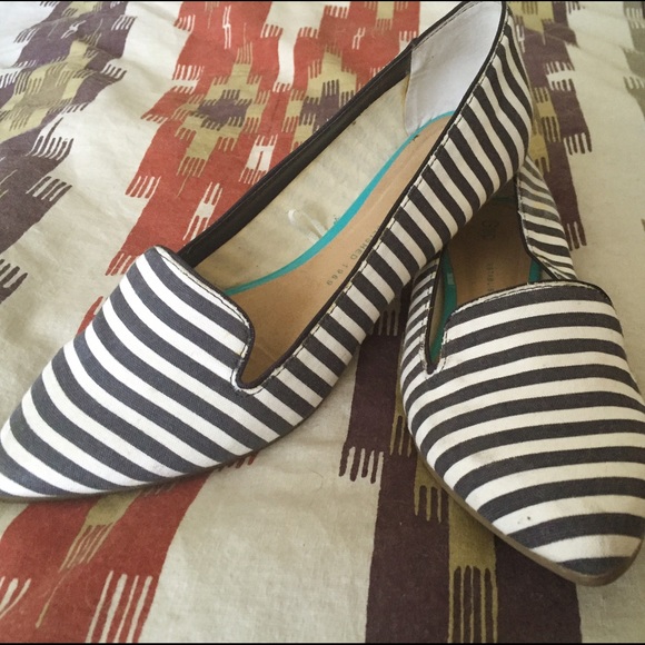 Canvas striped pointed toe shoes - Picture 1 of 3