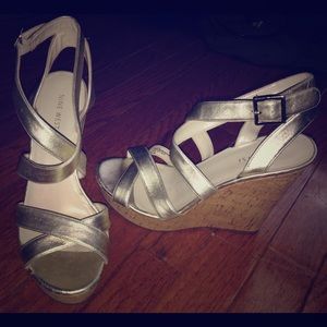 Gold Nine West Wedges