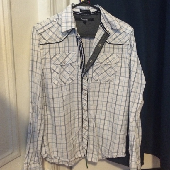 Men's Carbon Pearl snap button down- Size small
