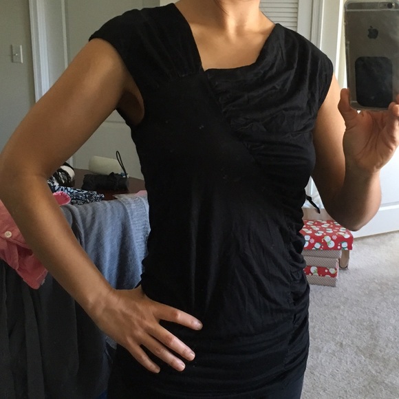 Very soft black top with ruching. CK size small