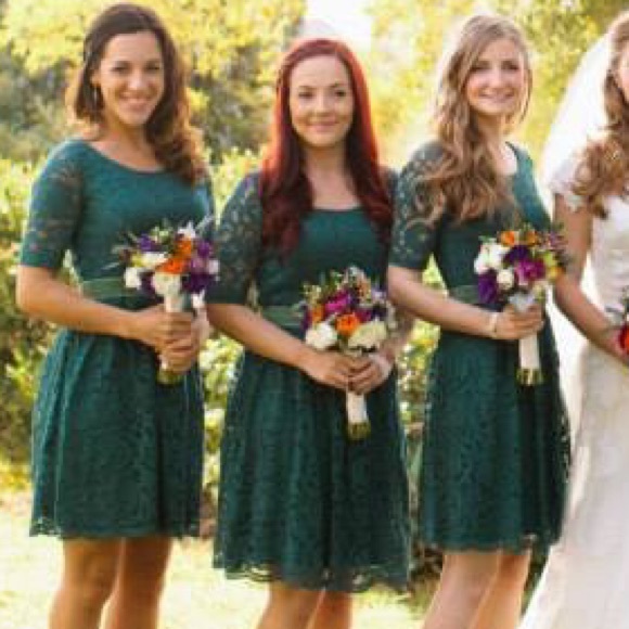 Anthropologie Emerald Lace Fit & Flare