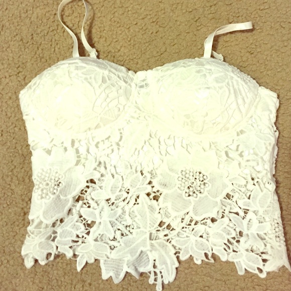 White lace crop top