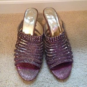 Sparkly studded wedges