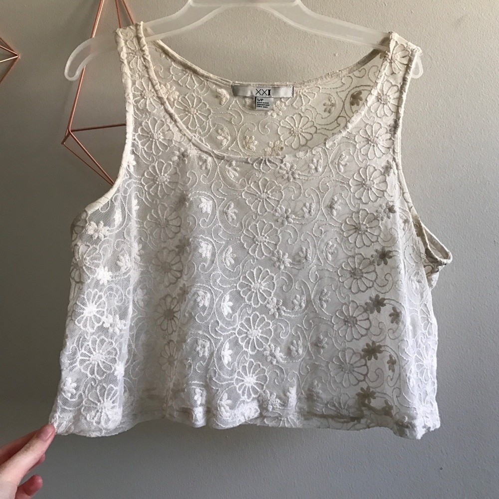 Cream Lace Crop Top
