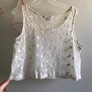 Cream Lace Crop Top