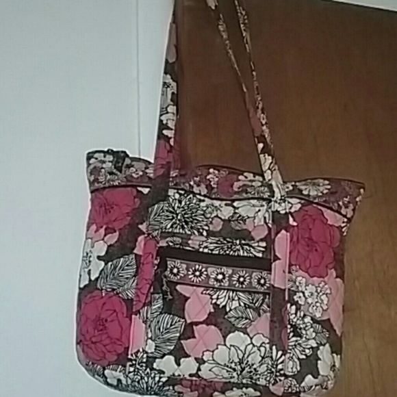 Vera bradley tote in mocha rougue bundled wristlet