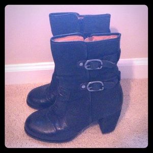 Naya Black mid-calf suede leather boots