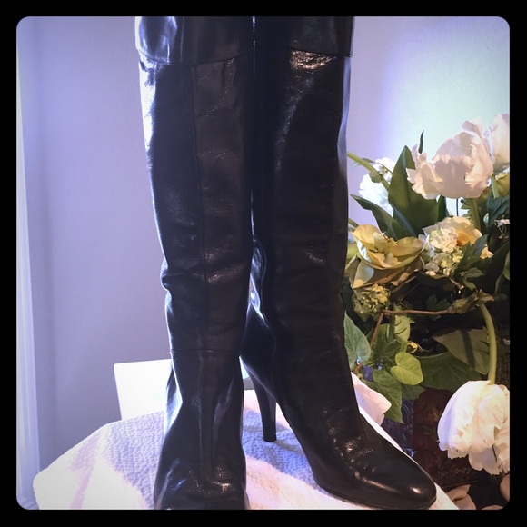 Black patent leather boots