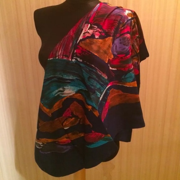 Navy Blue Abstract Brush Stroke Print Scarf NWOT
