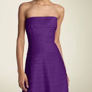 Andrianna Papell Strapless Laser Cut Satin Dress