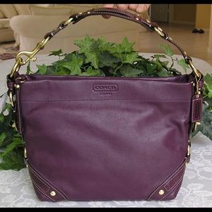 Coach Carly leather plum purse