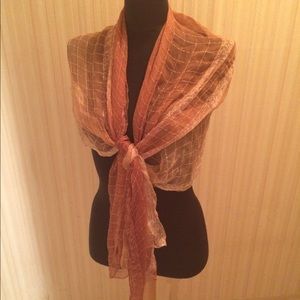 Gorgeous Semi Sheer Gradient Toned Golden Scarf
