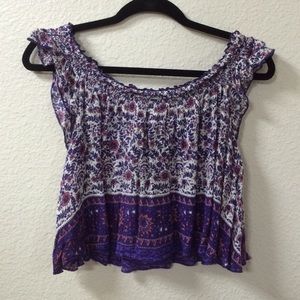 Boho cropped off-the-shoulder top