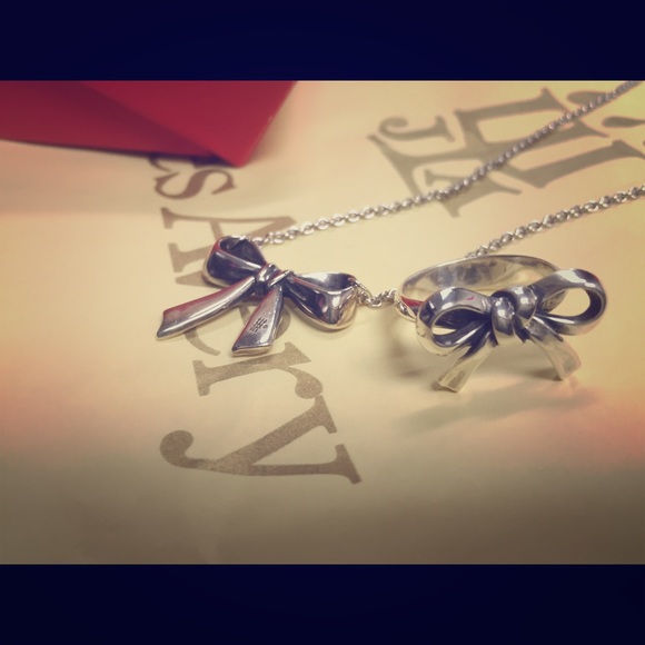 James Avery bow necklace and ring.