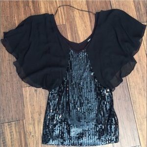 Black Guess Sequin Top