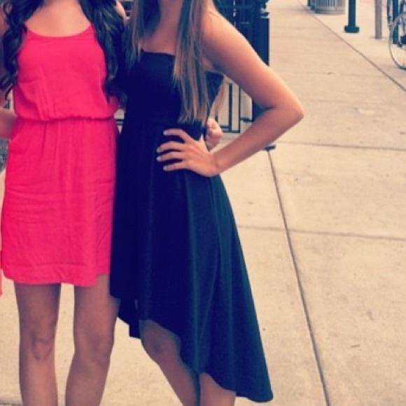 HI-LOW black strapless dress
