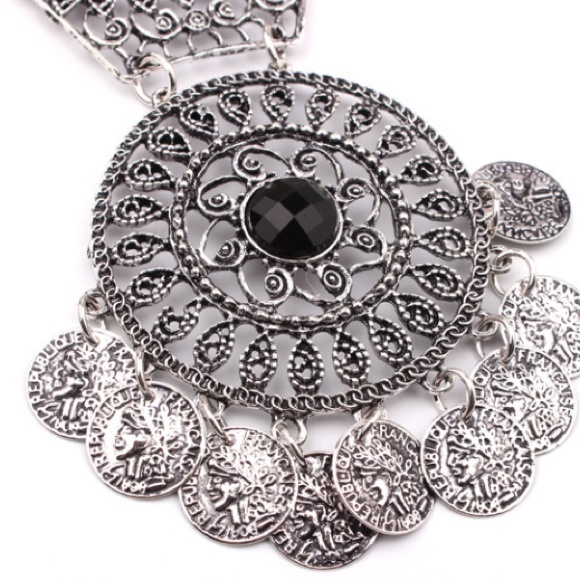 Boho coin chain statement necklace - Picture 3 of 4