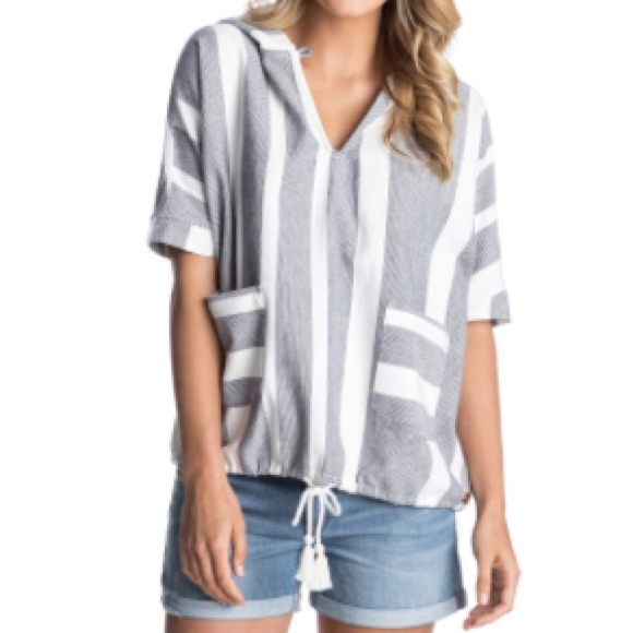 ✨ROXY STRIPED HOODIE PONCHO TOP✨