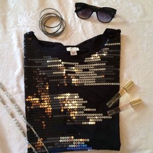 Black sequin tee
