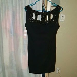 Gold spike black dress