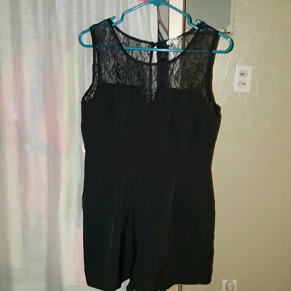 Black romper with lace top