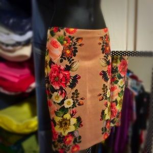 Flowered Stretch Pencil Bodycon Skirt