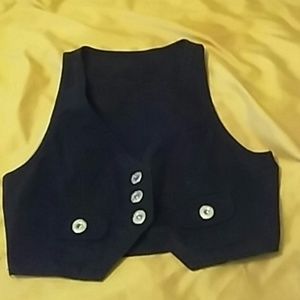 Cute Mini Black Vest with Silver Buttons