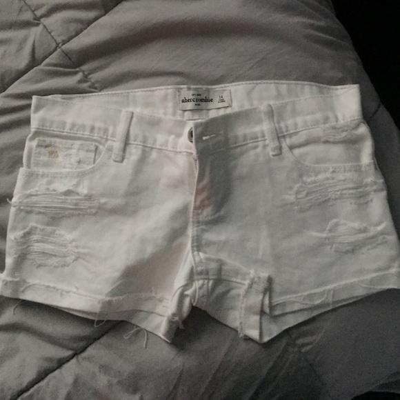 White ripped Jean shorts