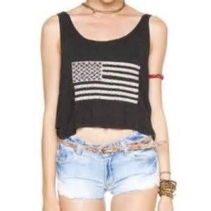 Brandy Melville maroon American flag tank