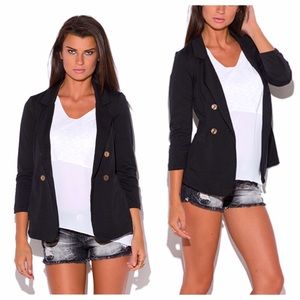 Black Military Inspired DoubleBreasted Blazer