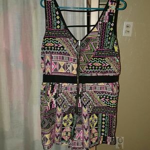Aztec style romper zipper front