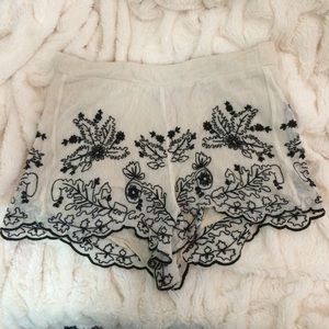 Embroidered High Waisted Shorts