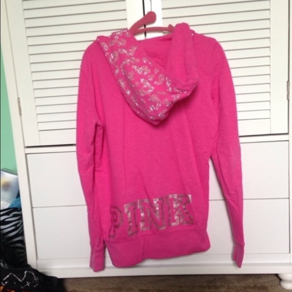 Vs pink zip up with cheetah print bling! RARE!
