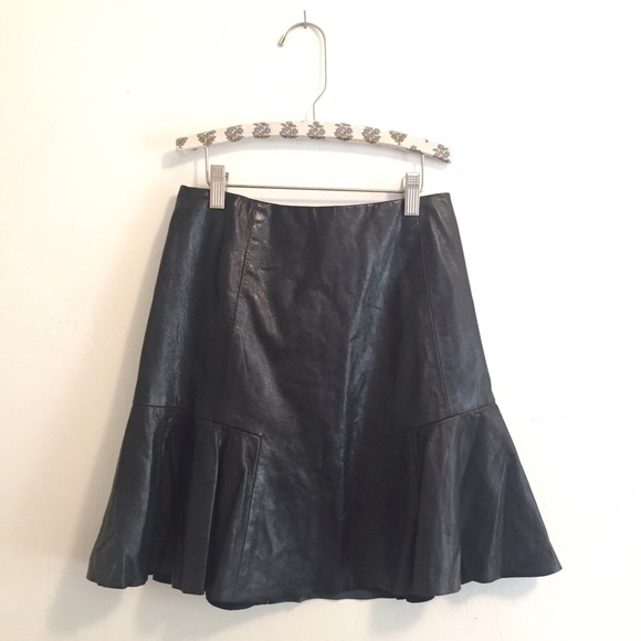 DKNY lamb skin mini skirt