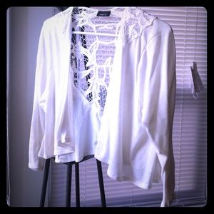 White with shoulder lace cover up