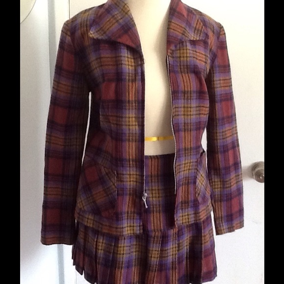 Vintage Jackets & Blazers - 🎉Host Pick🎉Vintage Grunge Plaid Wool Skirt Suit