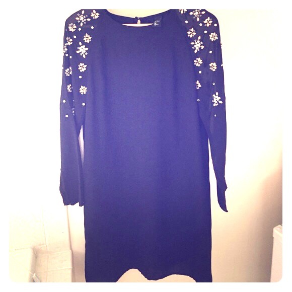 H&M Black Tunic Dress with beaded sleeves