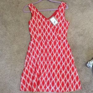 Never worn red and white printed dress.