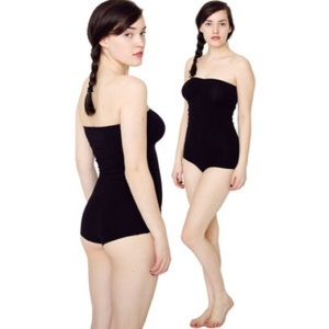 American Apparel Strapless Ruched Bodysuit