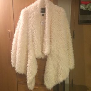 Cream Faux Fur Jacket from Forever21