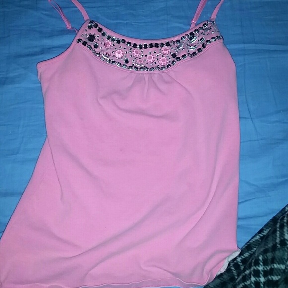 Pink cami with silver and clear jewels. - Picture 1 of 1