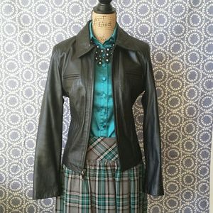 Guess Leather Jacket Black Onyx 100% Leather