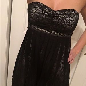 Black Lace and Beaded Cocktail Party Dress