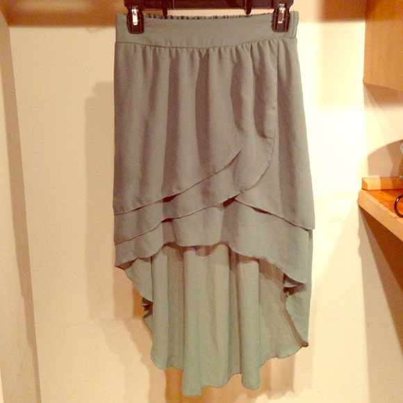 Layered green hi-low skirt