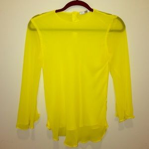 Zara trafaluc chiffon yellow top XS